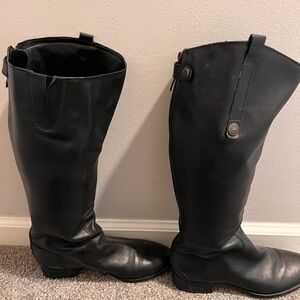 Black leather riding boots